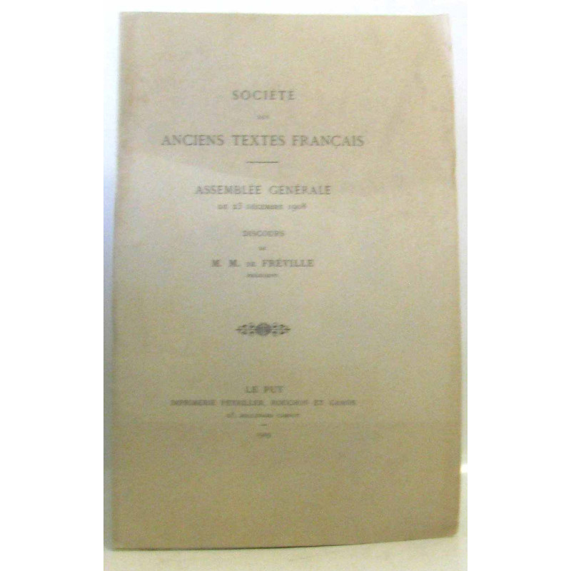 Société des anciens textes français - assemblée générale du 23...