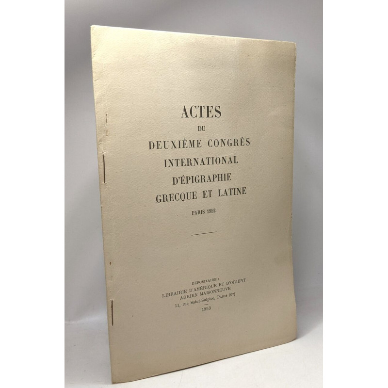 Actes du deuxième congrès international d'épigraphie grecque et...