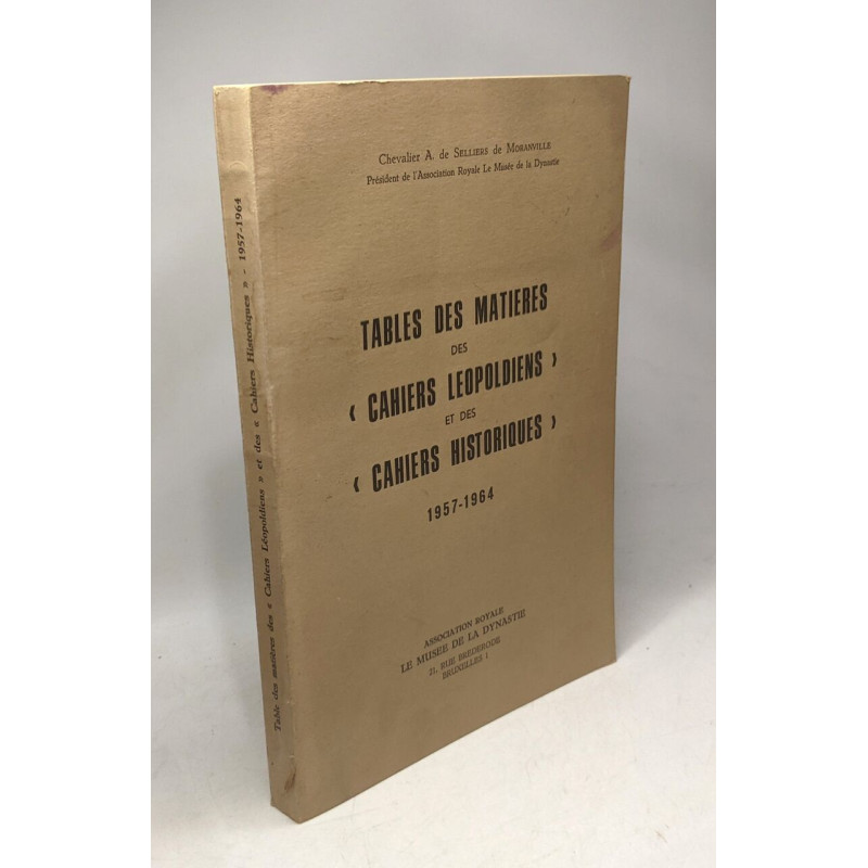 Tables des matières des cahiers léopoldiens et des cahiers...
