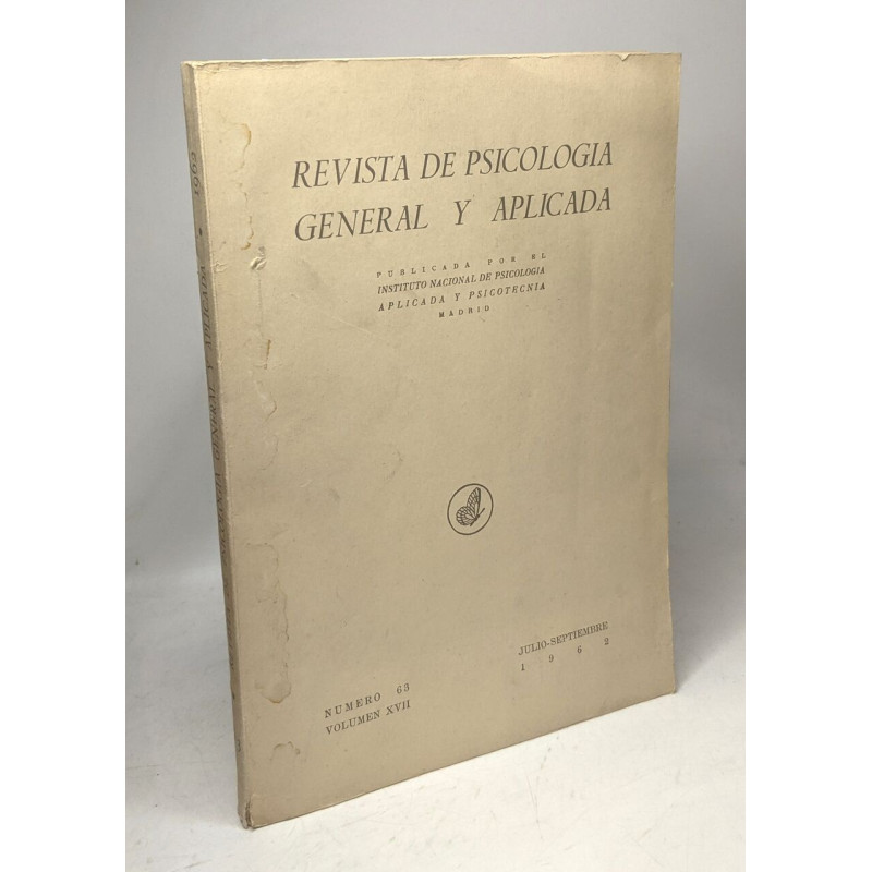 Revistsa de psicologia general y aplicada - N°63 - VOLUMEN XVII 1962