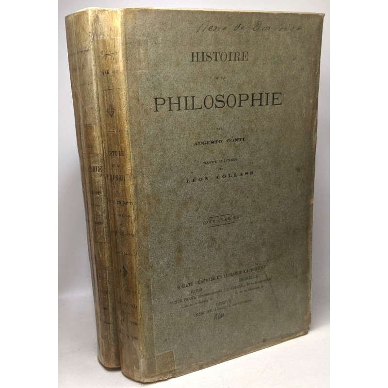 Histoire de la philosophie - TOME PREMIER ET SECOND - 2 volumes