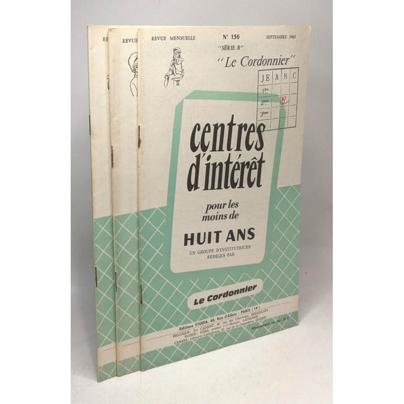 Centres d'intérêts pour les moins de huit ans - Revue mensuelle -...