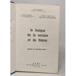Le lexique de la version et du thème - manuel de l'angliciste tome II
