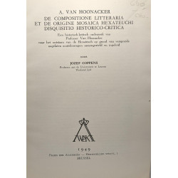 A. van hoonacker de compositione litteraria et e origine mosaica...