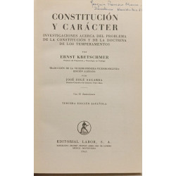 Constitucion y caracter. Investigaciones acerca del problema de la...
