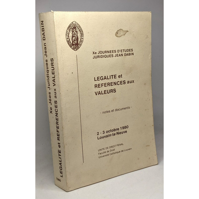 Légalité et références aux valeurs - notes et documents - Xe...