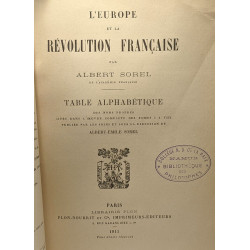 L'Europe et la révolution française - TABLE ALPHABETIQUE - des...