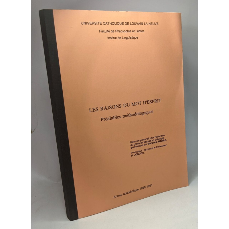 Les raisons du mot d'esprit - préalables méthodologiques - mémoire...