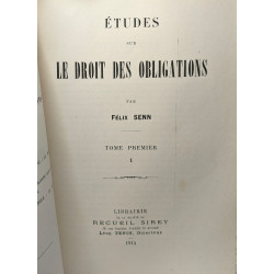 Études sur le droit des obligations - TOME PREMIER