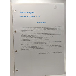 Biotechnologies des sciences pour la vie --- complément au...