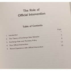 The role of official intervention / occasional Papers 6