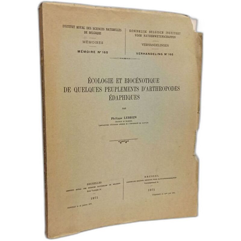 Écologie et biocénotique de quelques peuplements d'arthropodes...