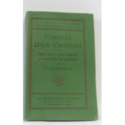 Paroles d'un croyant essai sur l'indifférence en matière de religion