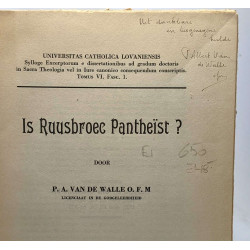 Is Russbroec Pantheïst? --- avec hommage de l'auteur ---...