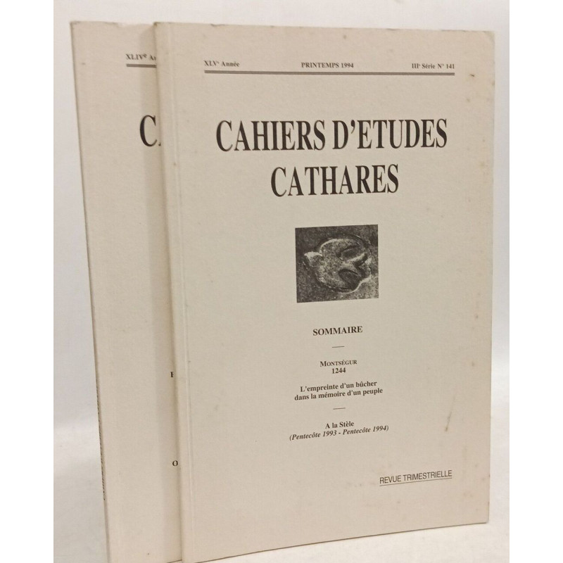 Cahiers d'études cathares - revue trimestrielle -- N°137 et 141...