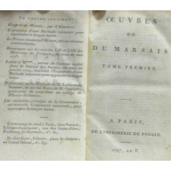 Oeuvres de Du Marsais - tome premier