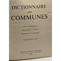 Dictionnaire des communes - France métropolitaine départements...