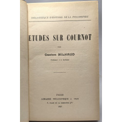 Études sur Cournot - bibliothèque d'Histoire de la philosophie
