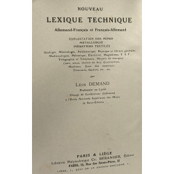 Nouveau lexique technique - Allemand/Français et Français/Allemand...