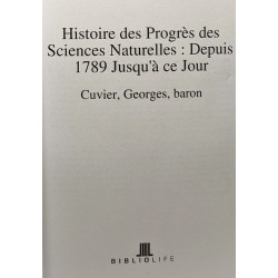 Histoire des progrès des sciences naturelles depuis 1789 jusqu'à...