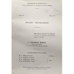Aphasie traumatiques - université de Bordeaux II - thèse pour le...