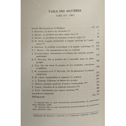 Bulletin de la société mathématique de Belgique - TOME XIV...