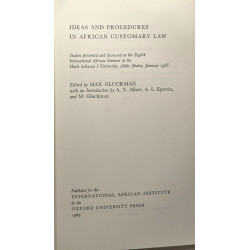 Ideas and Procedures in African Customary Law. Studies Presented...