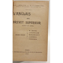 L'anglais au brevet supérieur. Ecrit et oral. 1920-1923 : W.Irving...