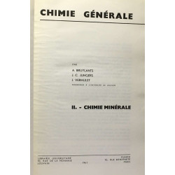 Chimie générale - Tome II: Chimie minérale