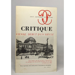 Revue critique - Vienne début d'un siècle - n° 339-340
