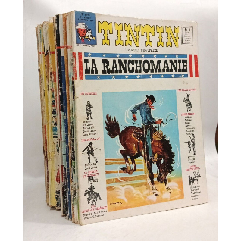 Tintin hebdomadaire - 19e ANNEE - 36 numéros - N°950 à1001 ---...