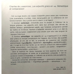 Les Adjectifs Grecs En -us. Semantique Et Comparaison. Tome II T...