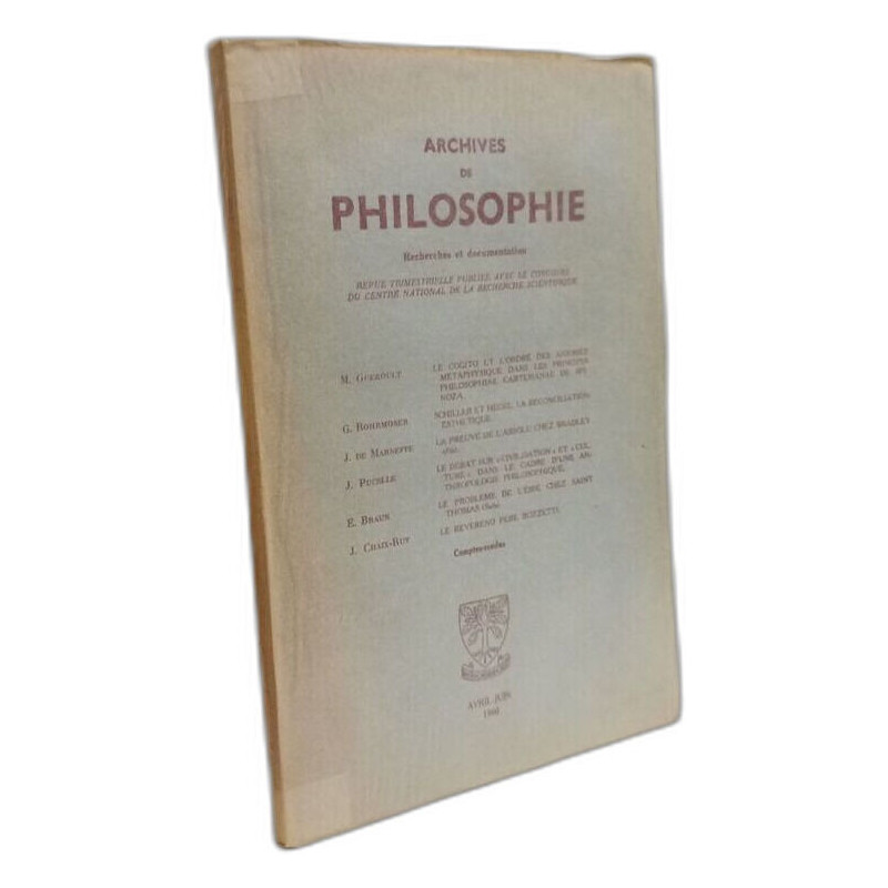 Archives de la philosophie - Comptes-rendus Avril Juin 1960