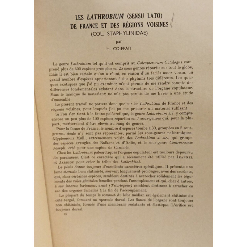 Les lathrobium (sensu lato) de France et des régions voisines ---...