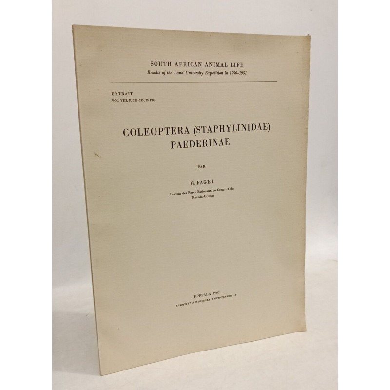 Coleoptera (staphylinidae) paederinae - EXTRAIT VOL. VIII p. 259-295