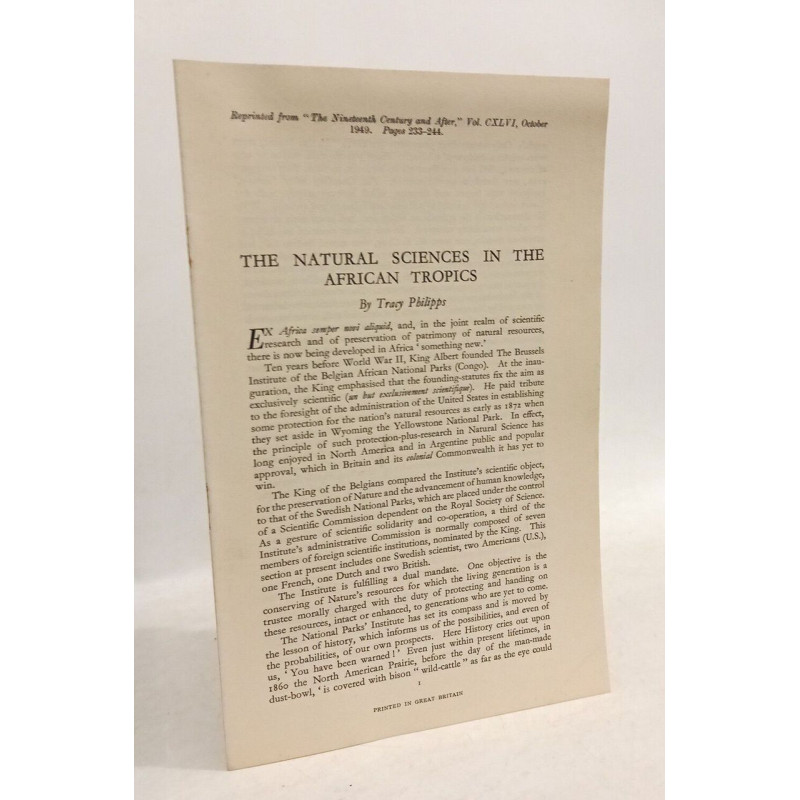 The natural sciences in the african tropics - EXTRAIT p. 233-244 -...