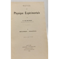 Notes de physique expérimentale - TOME I: Mécanique pesanteur