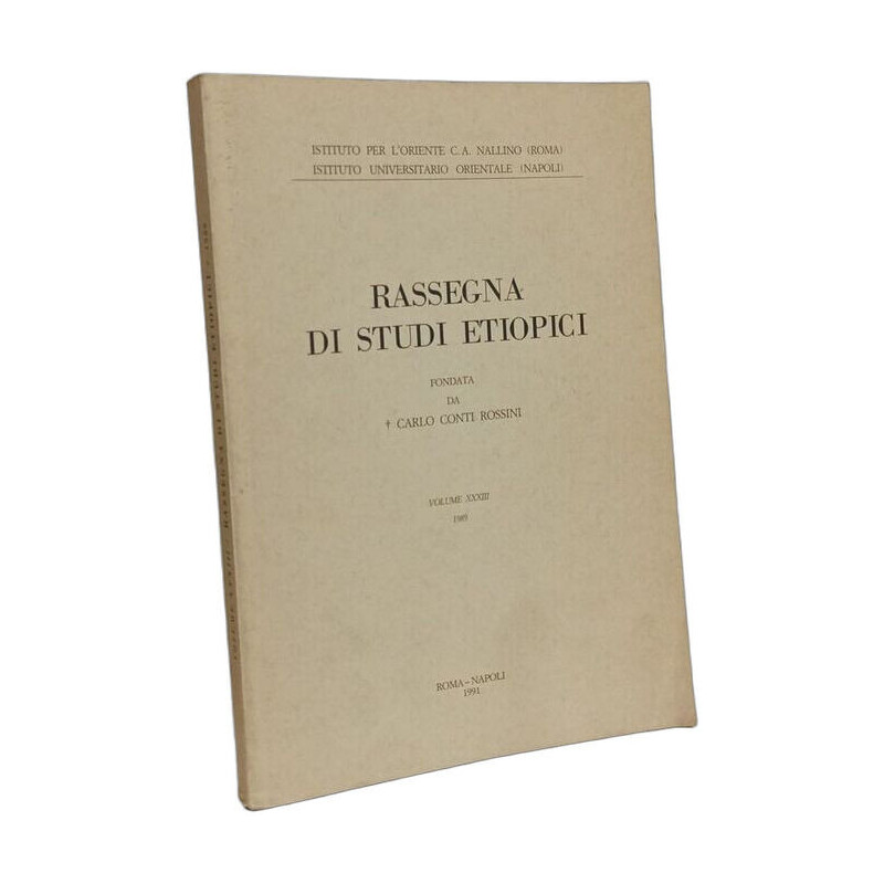 Rassegna di studi etiopici - VOLUME XXXIII 1989