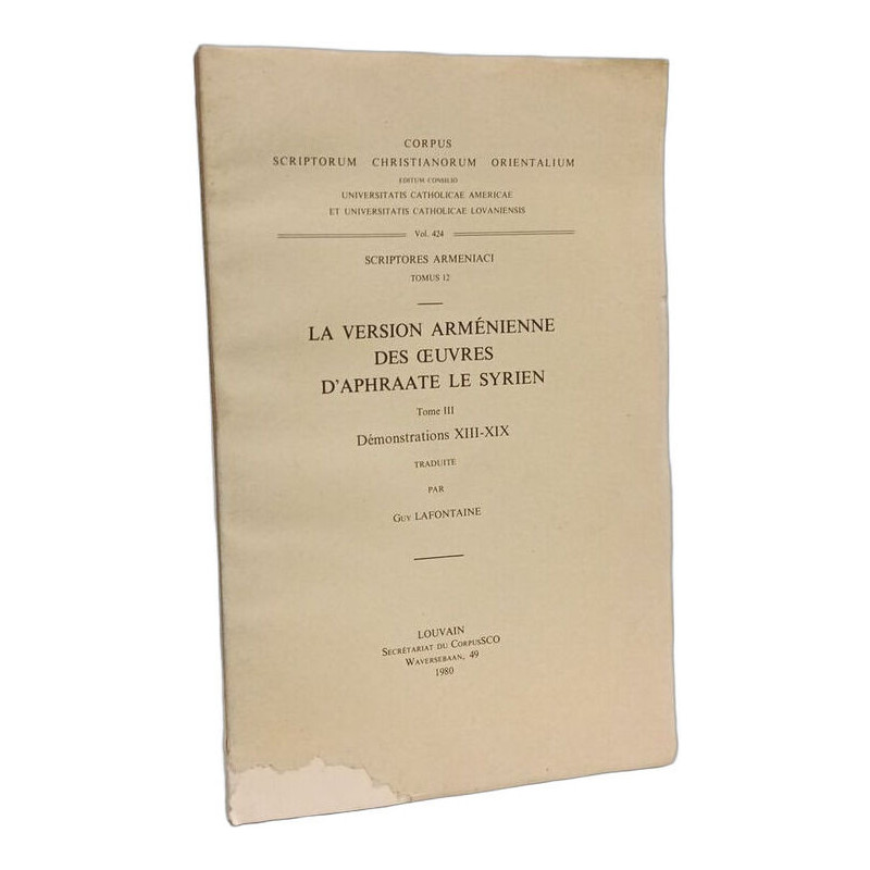 La Version Arménienne des Œuvres d'Aphraate le Syrien - TOME III...