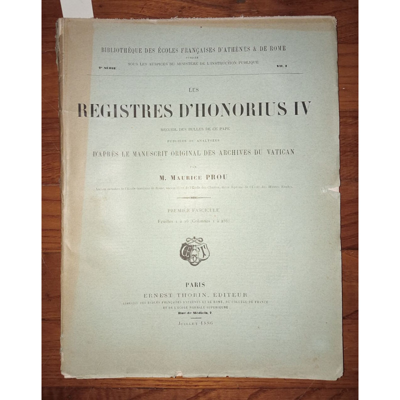 Les registres d'Honorius IV Recueil des bulles de ce pape publiées...