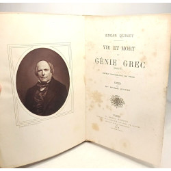 Vie et mort du génie grec Notes de Mme Edgar Quinet --- avec envoi...