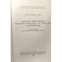 Quelques proposition d'analyse syntaxique du français contemporain...