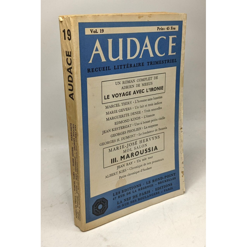 Audace vol.19 recueil littéraire trimestriel / Hervyns Moi salon...