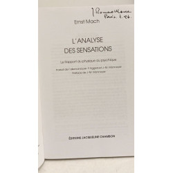 L'analyse des sensations: Le Rapport du physique au psychique