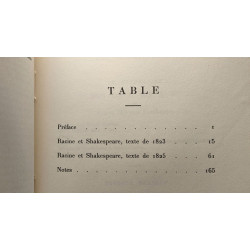 Racine et shakespeare / Pages retrouvées - préface et notes de...