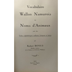 Vocabulaire wallon namurois des noms d'animaux suivi des tables...