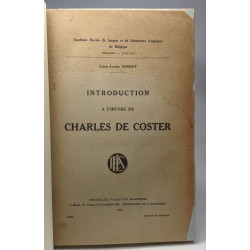Introduction à l'oeuvre de Charles de Coster - académie royale de...