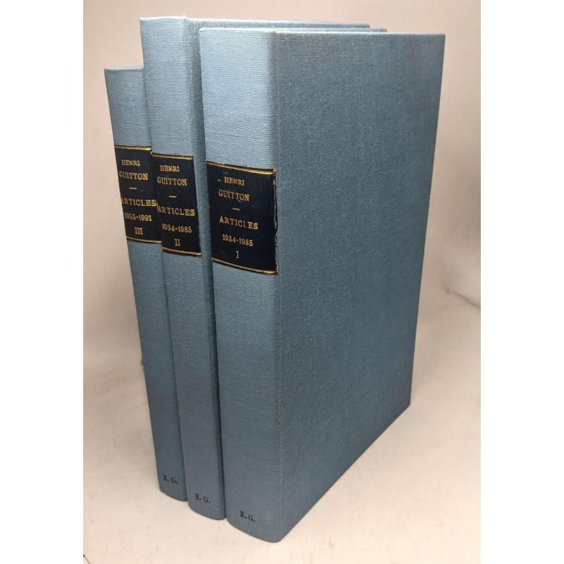 Articles - 3 volumes: I et 2: 1934-1985 + III 1953-1991