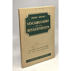 Vocabulaire de la dissertation, classes de première et de...