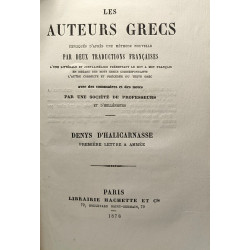 Denys d'Halicarnasse : Première Lettre à Ammée / Les Auteurs Grecs...
